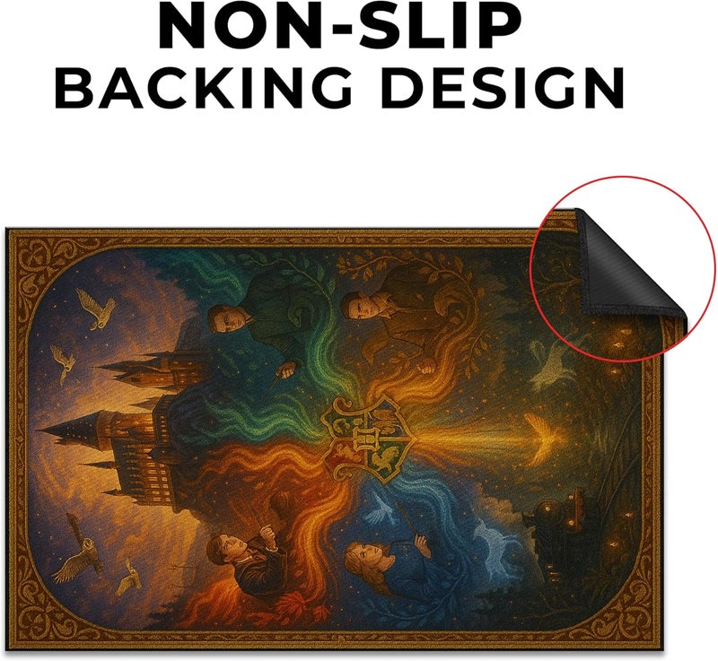 DreamController Hary Poter Custom Rugs for Gamer Room (62x40inch)| Playroom Carpets Inspired by Games & Hary Poter Hogwartts Decor for Gamers | Gamer Room Decor for Kids Teen Anti-Slip Gaming Mats - Image 3